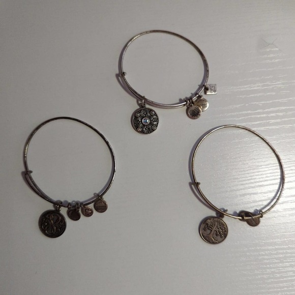 ALEX and Ani Bundle of 3 Bangle Charm Bracelets‎ Adjustable - Picture 1 of 8